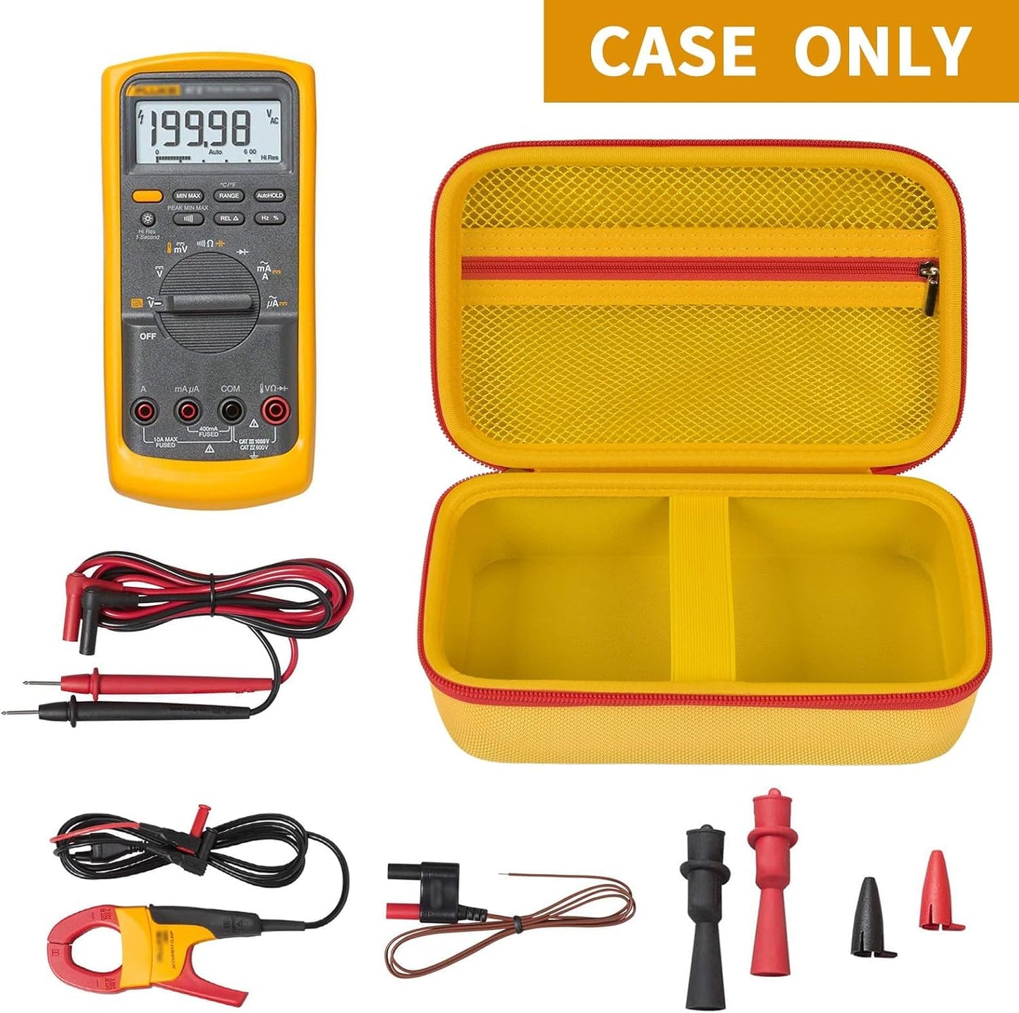 Comecase Hard Carrying Case for Fluke 87-V/ 88V/ 15B+/ 17B+ and More Digital Multimeter, Protective Travel Storage Bag - Black