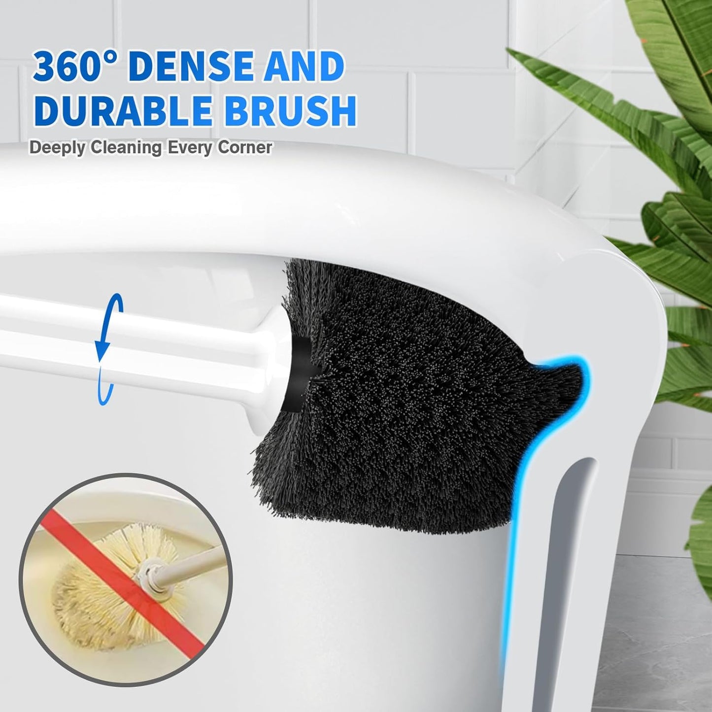 LOVLOY Toilet Plunger and Brush, Bowl Brush and Heavy Duty Toilet Plunger Set with Ventilated Holder, 2-in-1 Toilet Brush and Plunger Combo for 5.3-inch Toilet Drain Bathroom Cleaning (Black)