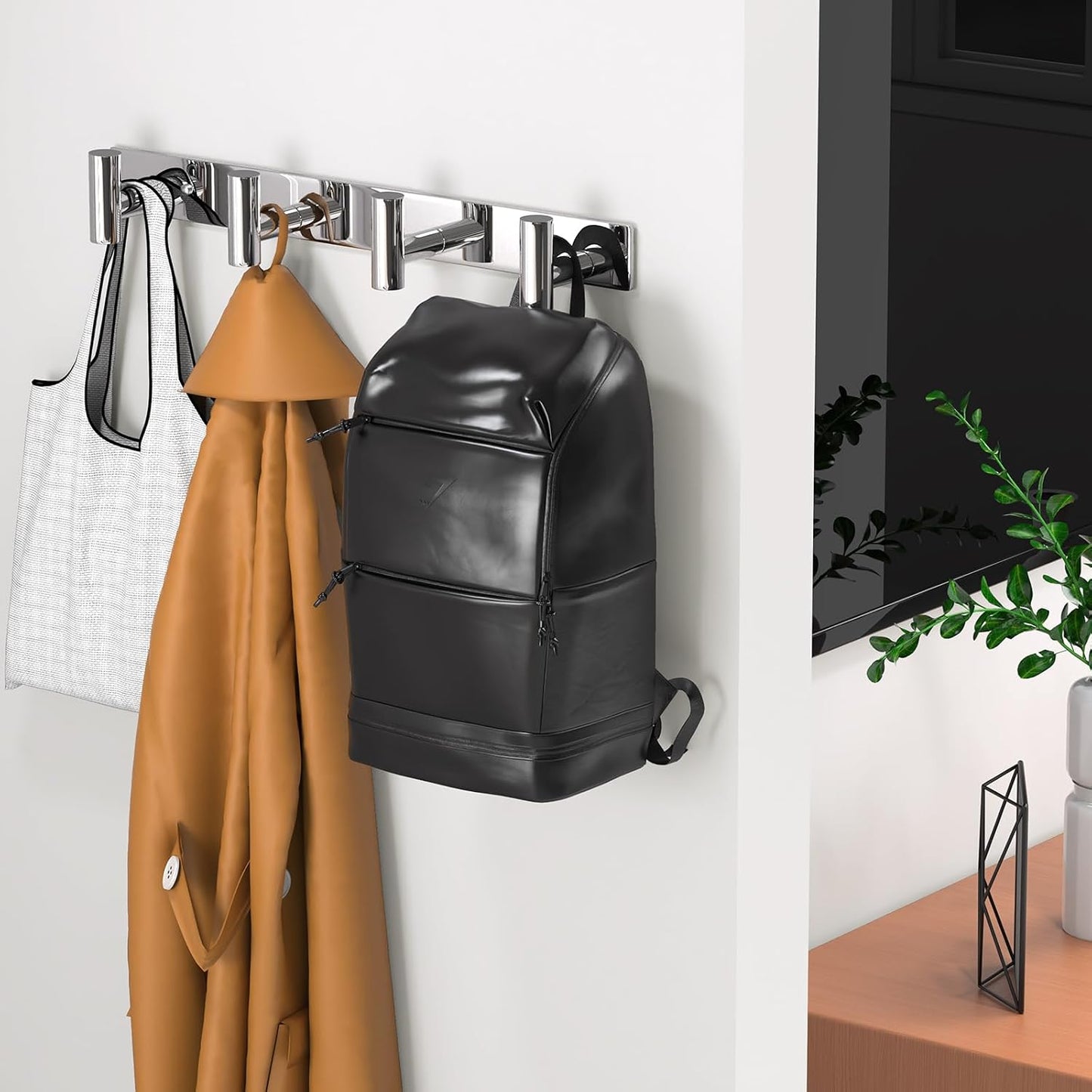 Wall Mounted Coat Rack-3 Hooks, Heavy Duty Stainless Steel Wall Hooks for Towel Coat Bag, Hat Rack Coat Hanger Coat Hooks Towel Racks for Bathroom Entryway Kitchen Office (Silver, 1 Pack)