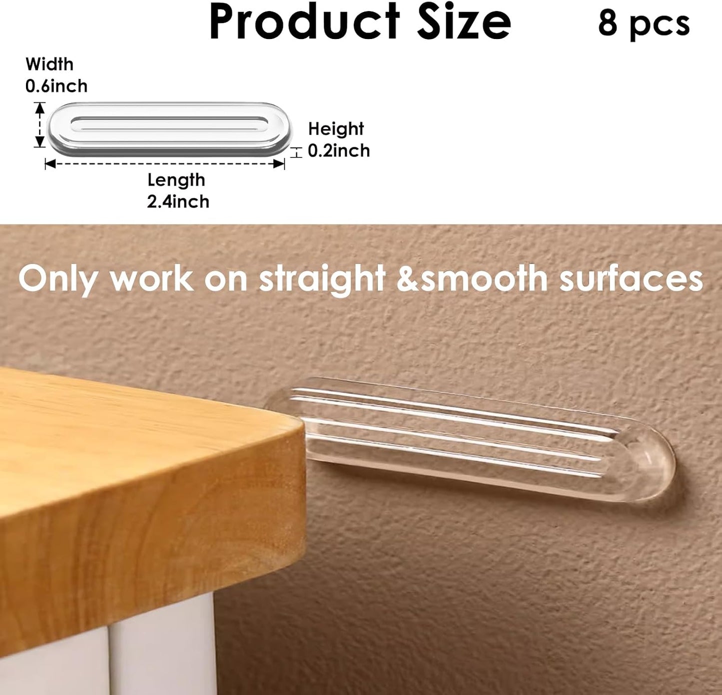 4PCS Long Furniture Bumpers - Wall Protector Guards, Fridge Door Stopper, 5.5x0.7x0.2inches