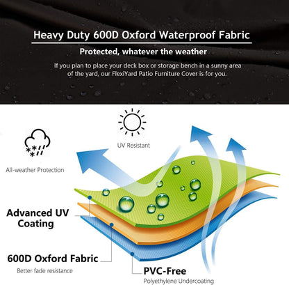 Patio Deck Box Cover, 63x30 Inch Fire Pit Covers with Straps and Handles, Waterproof Heavy Duty Outdoor Furniture Winter Cover for Keter, Suncast, Lifetime Container