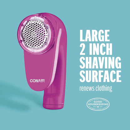 Conair Fabric Shaver and Lint Remover, Battery Operated Portable Fabric Shaver, Pink