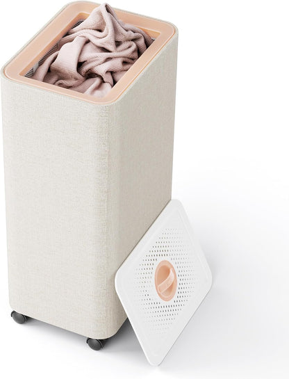LAMU Hamper With Lid, Clothes Hamper, Laundry Basket with Lid with Removable Liner Bags, Dirty Clothes Basket with Wheels, Stylish Dirty Laundry Organizer for Home, 150L