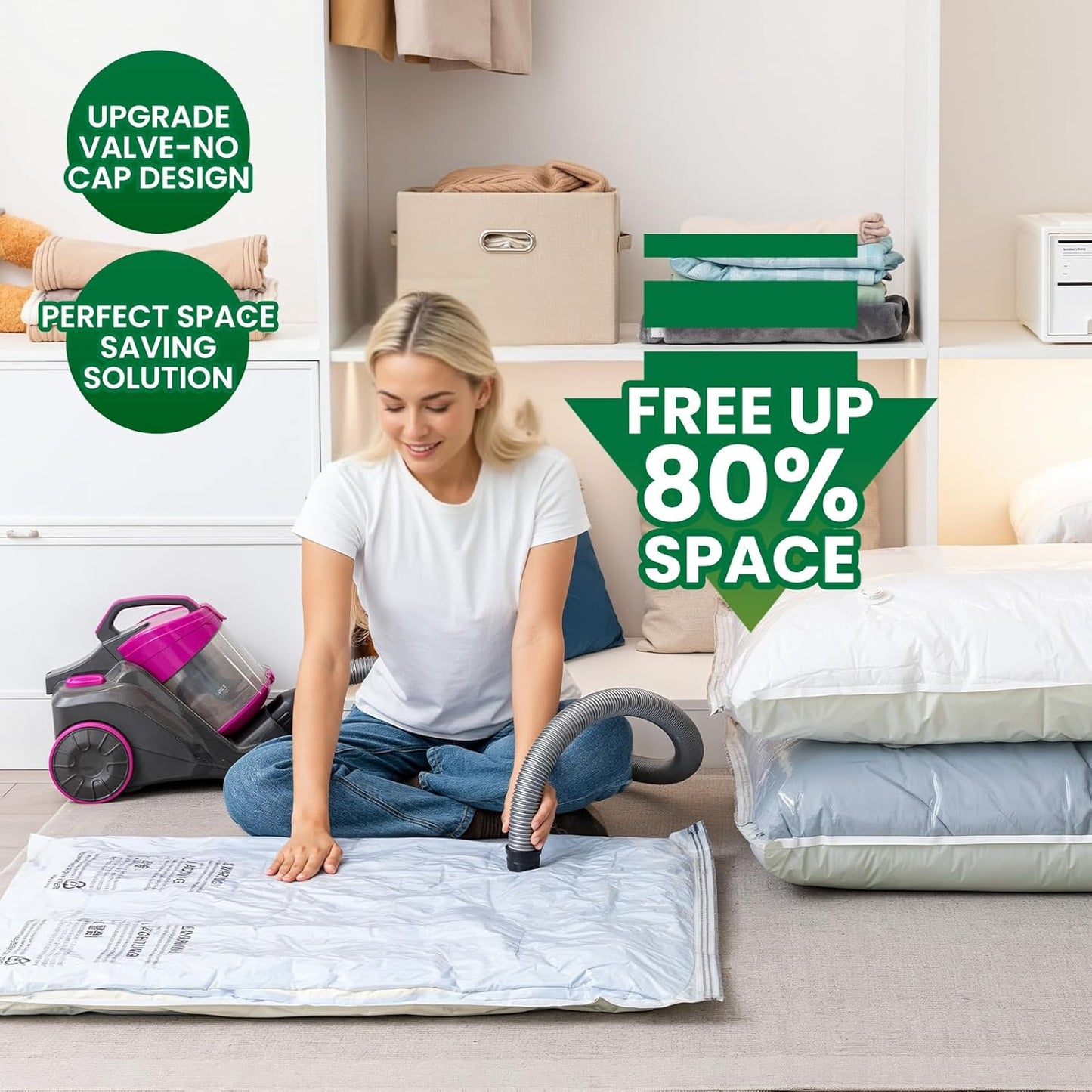 TAILI 8 Pack Vacuum Storage Bags, Jumbo Size (31×40 inch), Vacuum Seal Bags for Clothing, Bulky Bedding, Comforter, Blankets, Pillows, Space Saver Packing