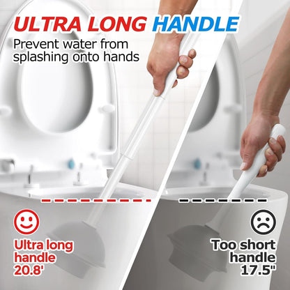 FORASTO 3 in 1 Toilet Brush and Plunger Set with Holder for Bathroom White | compact set, 3 in 1 deep cleaning, home toilet bowl crevice, brush plunger combo,Crevice Cleaning Brush