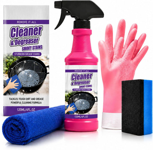 Fast-Acting Heavy-Duty Grill Degreaser Spray, Heavy Duty Degreaser Spray, Removes Grease, Oil & Grime, No Residue, Kitchen Grill Oven Engine Cleaner for Home & Automotive Use (1pcs)