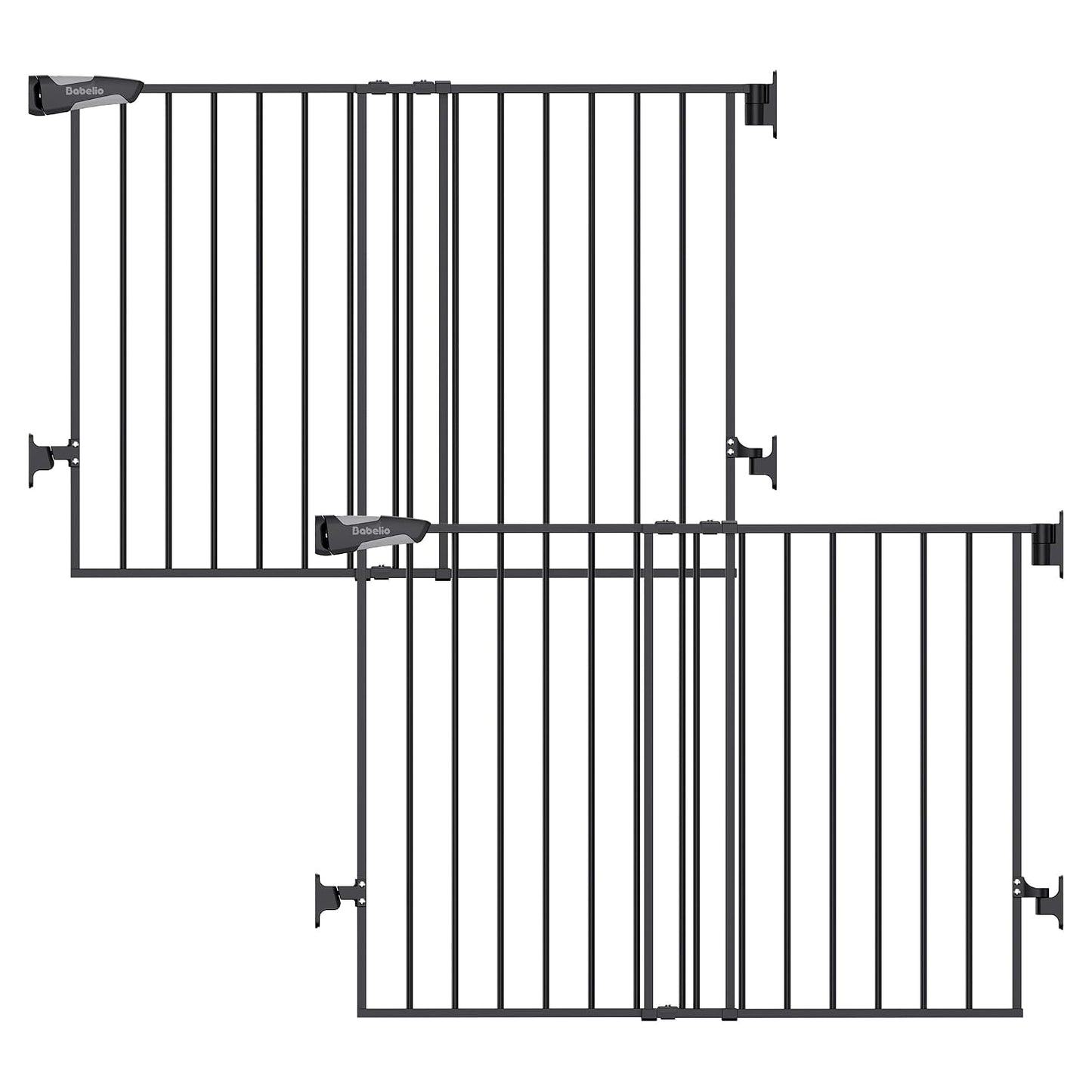 Babelio Baby Gate for Stairs, Kitchen & Doorways, No Bottom Bar| One-Handed Operation| Auto-Close| Hardware Mount (Drill Needed) Safety Dog/Pet Gate (Black - B17, 26-43" W, 28" H)