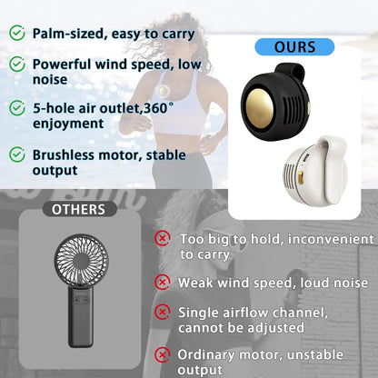 Portable Clip-On Fan, Mini USB Rechargeable 360° Rotatable Fan, Personal Fan 3-Speed Silent Mini Bladeless Fans
