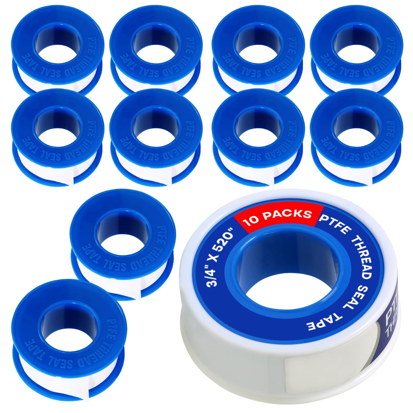 Supply Giant Plumbers PTFE Tape 3/4" W x 260" L Pipe Thread Tape, High Density Thread Sealant Tape Water Seal Plumbing Tape for Shower Head, Pipes, Gas Lines, Leak Prevention
