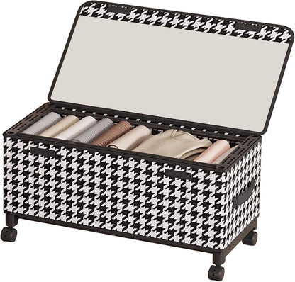 65L Under Bed Storage with Wheels, Adjustable Underbed Storage Bins, Foldable Dustproof Storage Container, 30.3×11.4×11.8 Inch Organizer for Clothes, Shoes, Blankets and Household Sundries (white)