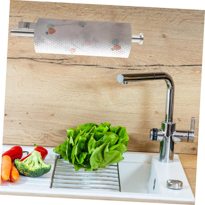 Mobestech Nail-Free Wall-Mounted Stainless Steel Towel Rack for Kitchen 1-Piece Cleaning Cloth Holder Space-Saving Organizer for Home Use