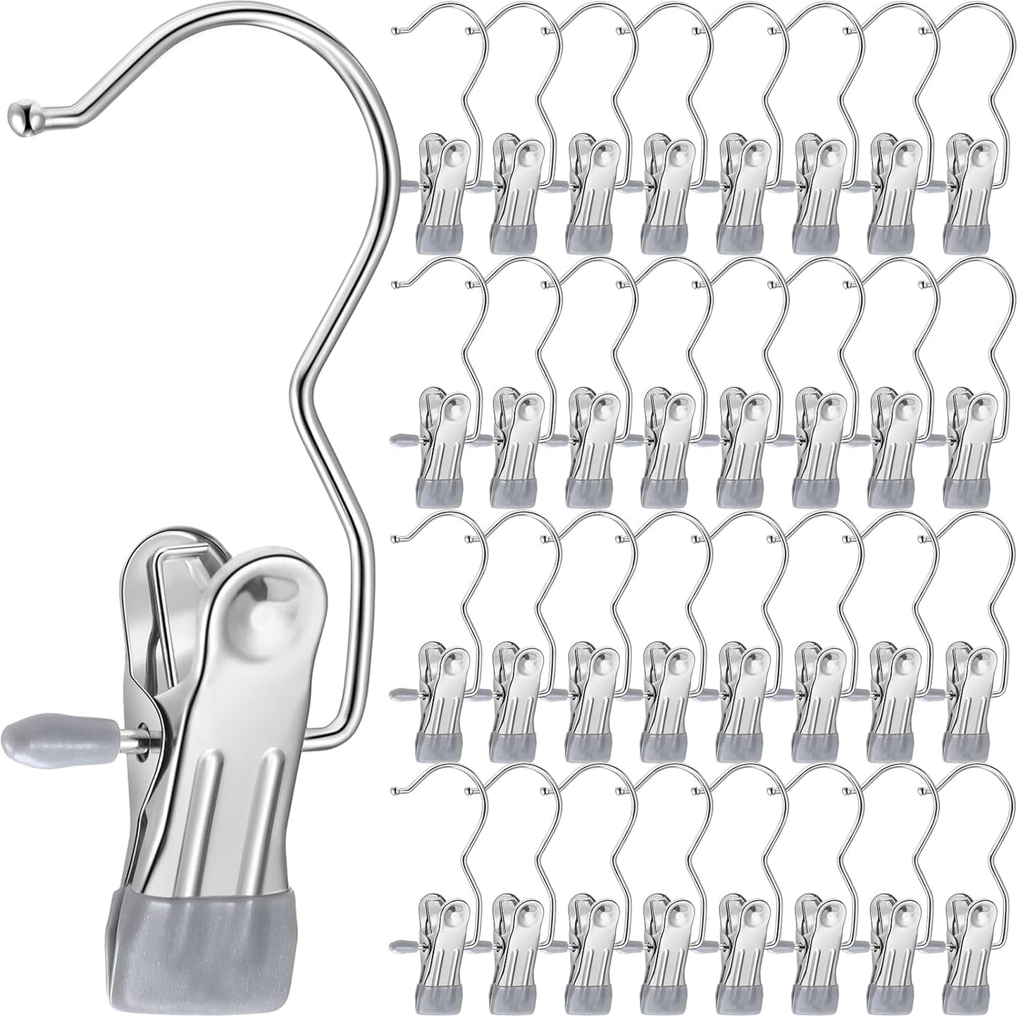 Yinder 150 Pcs Boot Hangers Clips Laundry Hooks Hanging Stainless Steel Clothes Pins Portable Clip Hangers for Closet Travel Socks Pants Handbags Hats Towels (Beige)