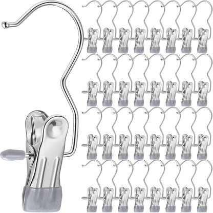 Yinder 150 Pcs Boot Hangers Clips Laundry Hooks Hanging Stainless Steel Clothes Pins Portable Clip Hangers for Closet Travel Socks Pants Handbags Hats Towels (Beige)