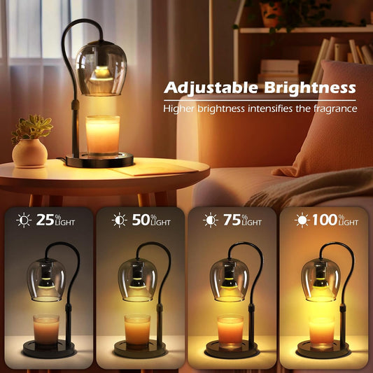 Candle Warmer Lamp with Timer & 4-Level Dimmer, Electric Wax Warmer for Jar Candles, Black Home Decor with 2 Bulbs, Gift for Women, Men, Housewarming