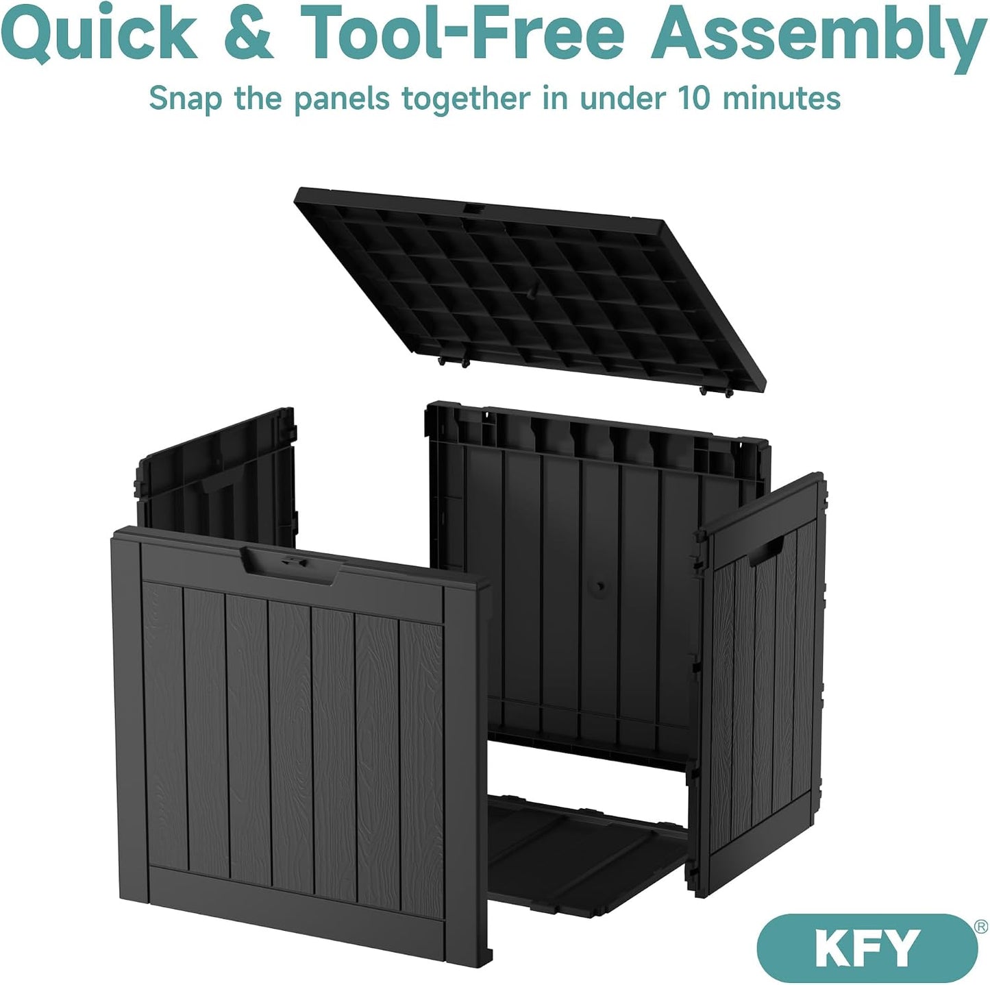 320 Gallon Waterproof Outdoor Storage Box, UV Resistant Resin Deck Box with Hydraulic Rod for Reinforced Stability, Perfect for Patio, Garden, and Pool（Black，320 Gallon）
