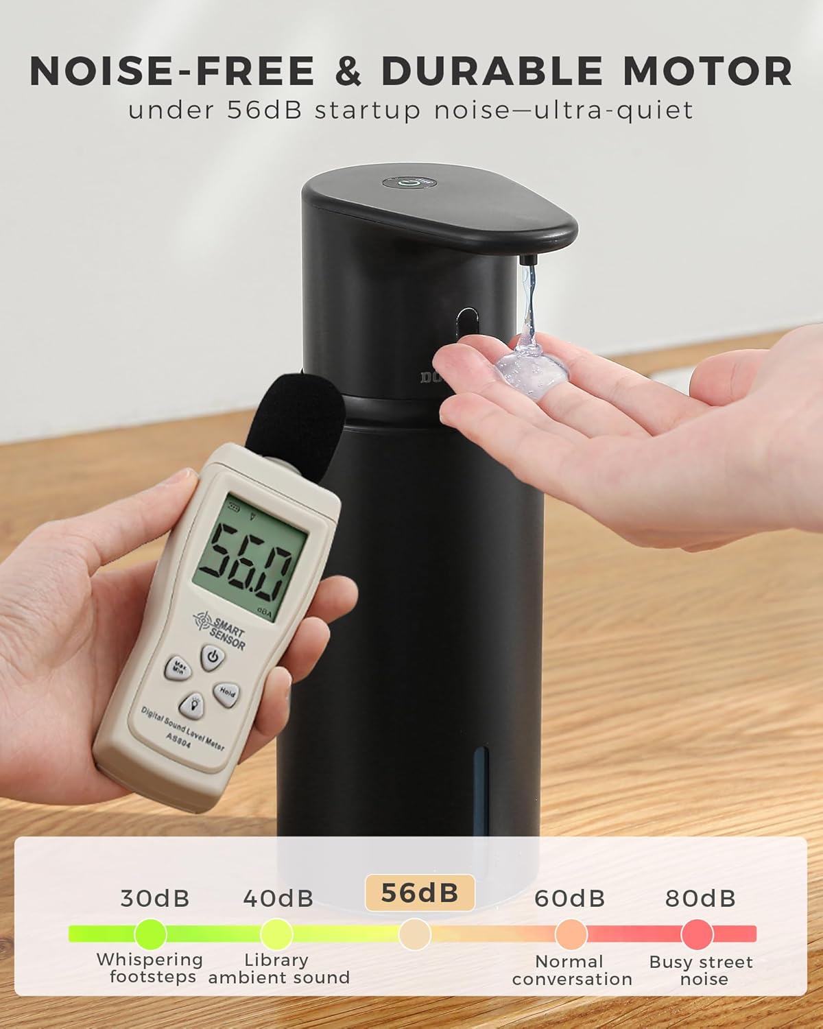 Automatic Liquid Soap Dispenser Touchless, 304 Stainless Steel Bottle Body &16.2oz/480ml Rechargeable, 3 Adjustable Liquid Levels, IPX7 Waterproof, for Kitchen Bathroom, Stainless Steel