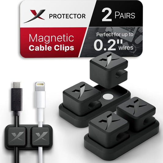 Magnetic Cable Holders X-Protector 3 PCS - Premium Cable Clips - Self-Adhesive Cable Holder for Car - Cord Organizer for Desk - Cable Organizer - Black Wire Organizer - Cord Management for Wires!