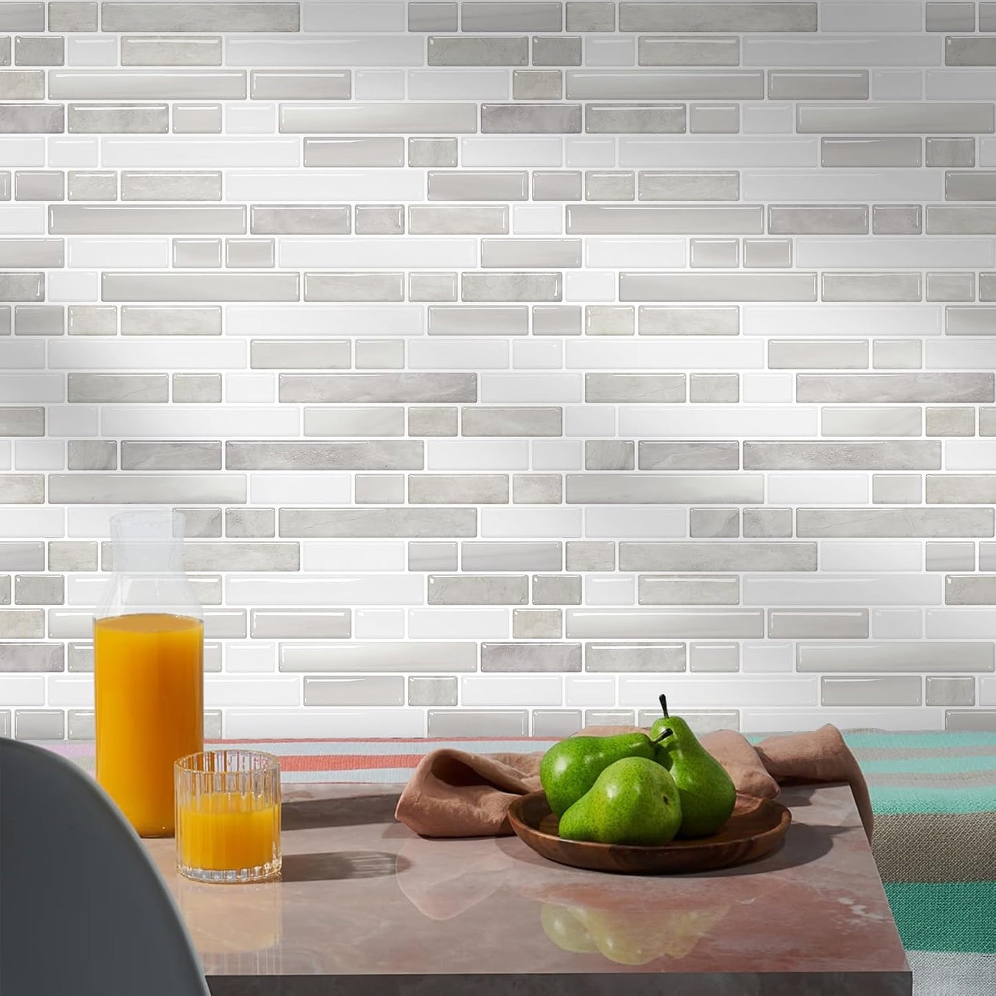 STICKGOO Peel and Stick Backsplash - 10 Sheets of 12”×12” - 3D Self Adhesive Peel and Stick Tile Backsplash for Kitchen & Bathroom