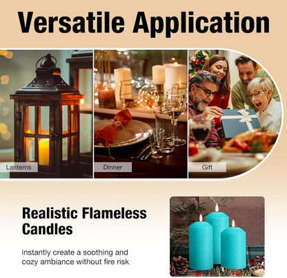 Eywamage White Flameless Pillar Candles with Remote, Flickering LED Candles Battery Powered Real Wax Set of 3