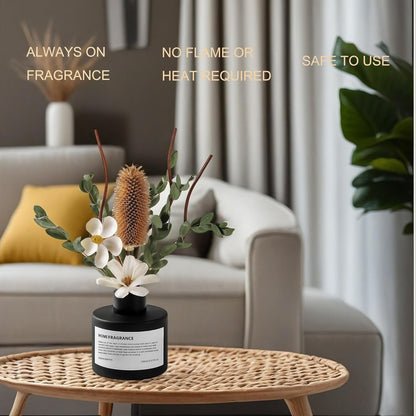 Reed Diffuser Set with Dried Flowers, 3.38fl.oz Fragrance Diffuser with Sticks, Scented Sticks Aroma Diffuser, Home & Office Décor for Air Fresheners, Bathroom (Jasmine Tea)