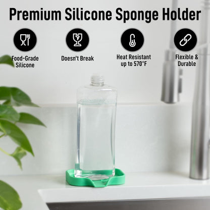 Zulay Kitchen (9x3.5in) Sponge Holder for Kitchen Sink - Flexible Heavy-Duty Multipurpose Sink Caddy - Counter Organizer for Kitchen, Bathroom, Makeup, Trinkets & More! (Grey)
