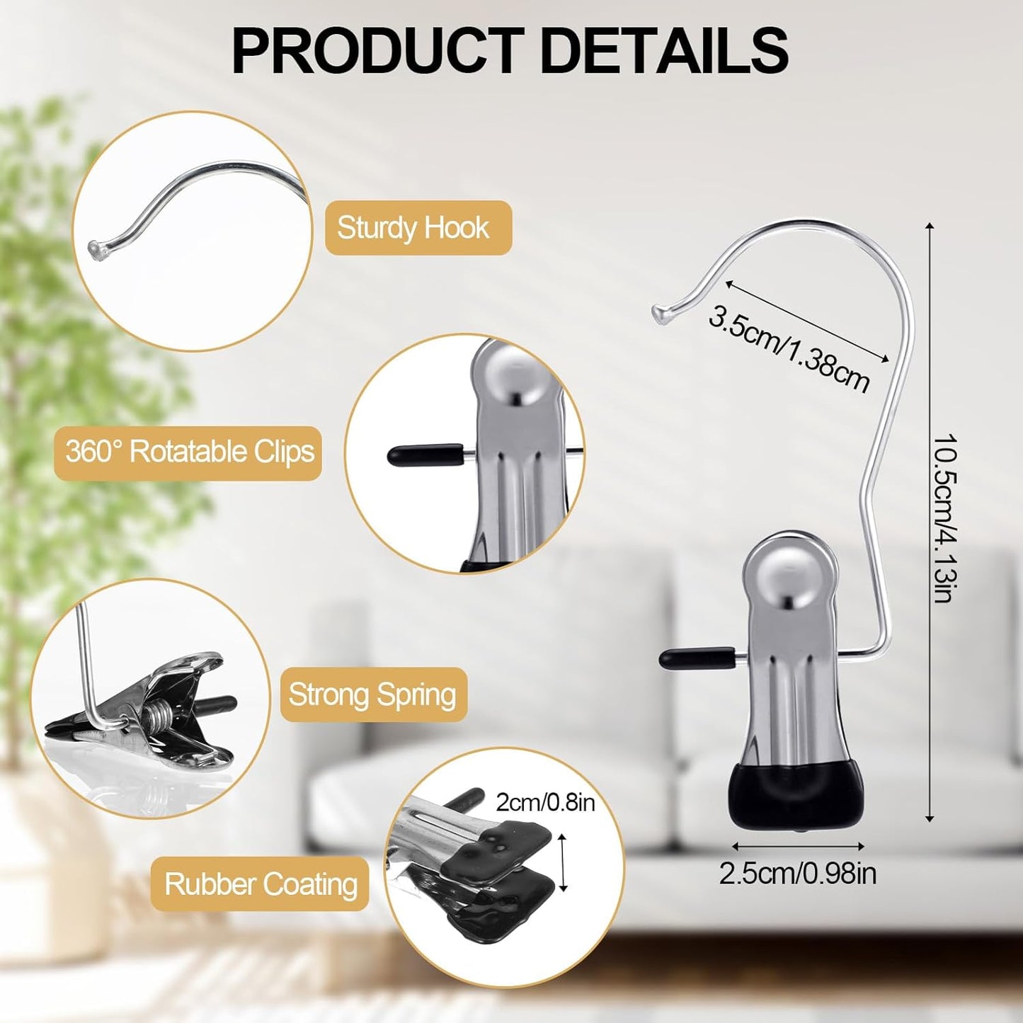 50 Pack Boot Hangers Clips for Closet, Heavy Duty Legging Organizer for Closet Hanging Pants Hangers with Clips Clothes Pins Hanger Clips Laundry Hooks Towel Socks Hats Tall Boots Home Travel
