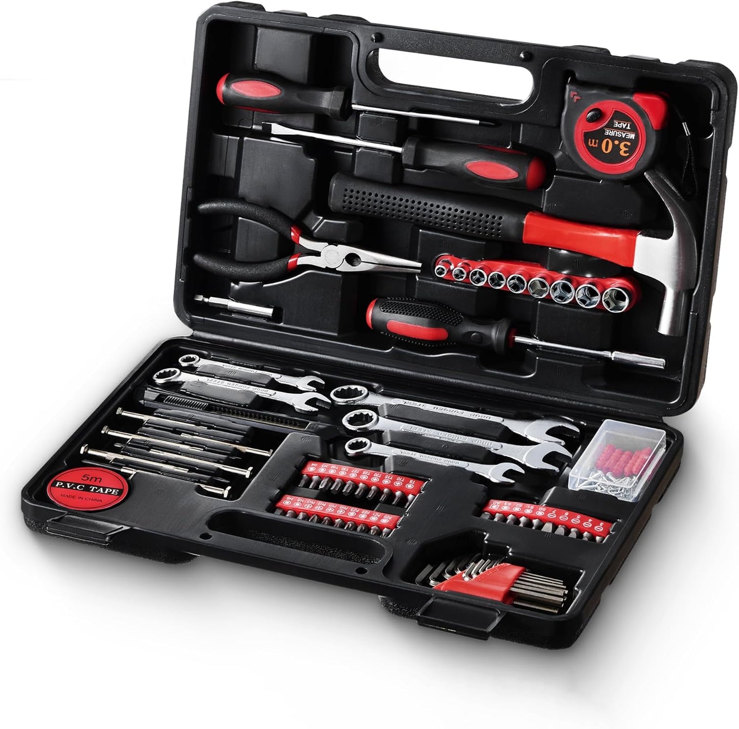 146-Piece Household Tool Kit - Perfect for Home Repair, Car Maintenance, DIY Projects - Complete Set w/Hammer, Screwdrivers, Pliers, Wrench with Storage ToolBox - Ideal Gift
