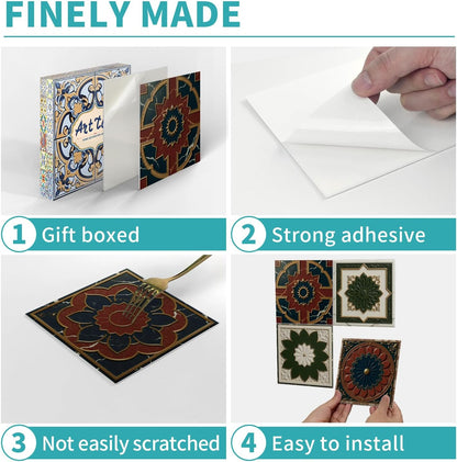 Peel and Stick Backsplash Tile Sticker for Kitchen and Bathroom Walls - 24 Removable 5.9"x5.9" Tiles, Waterproof