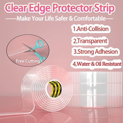 Clear Edge Protector & Corner Protectors, 0.8in（W x 6.6FT(L), Baby Proof Corner Guards for Sharp Edges, Safety Bumper Strip for Furniture, Drawers, Tables & Cabinets