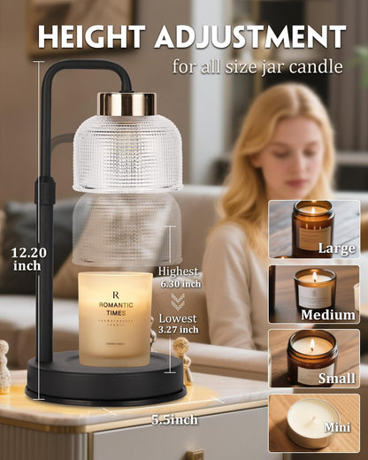 Candle Warmer Lamp Wood with Timer, Dimmable Electric Candle Lamp Warmer for Jar Candles, 2*35 Watt Bulb, Mothers Day Birthday Gifts for Women Men, Decorative Wooden Candle Lamp for Bedroom Home Decor