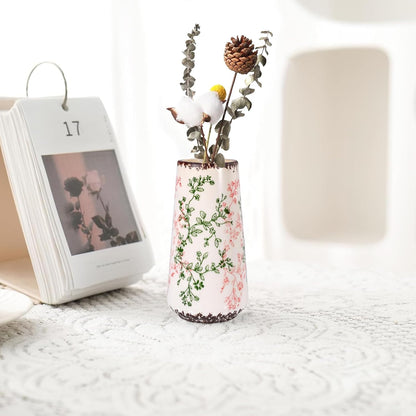 White Ceramic Vase, GUKJOB Small Cute Flower Vase for Pampas Grass, Home, Living Room, Dining Table, Farmhouse, Office Decor, Bedroom, Table, and Kitchen Shelf (White- 2PCS)