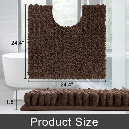 Yimobra Bathroom Rugs Non Slip Washable - Ultra Soft Absorbent Chenille Bath Mat, Quick Dry Shaggy Floor Carpet for Tub Shower, Gray Home Decor Accessories, 24x17 Inch