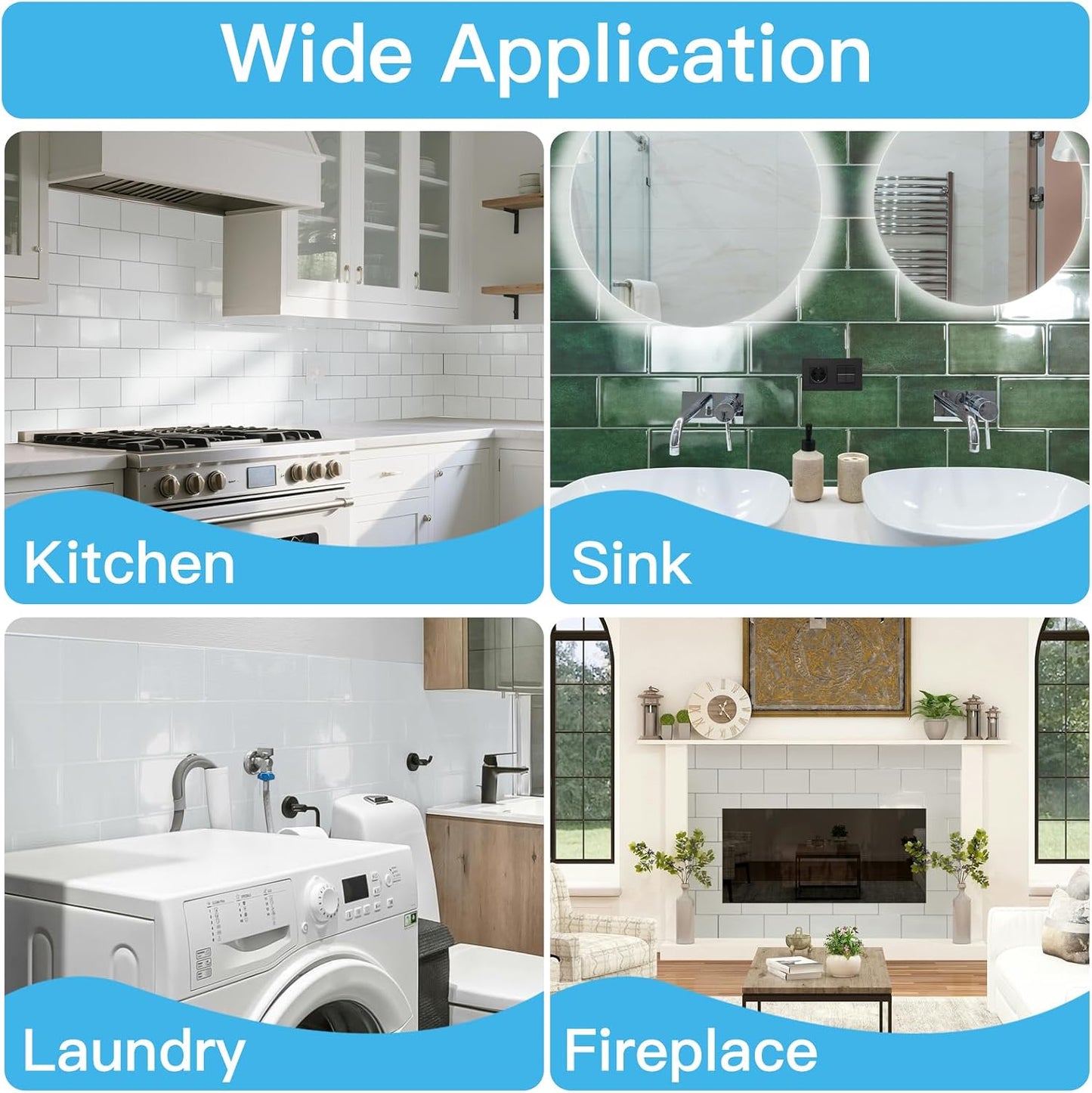 Art3d Peel and Stick Backsplash, 10-Pack Thickened Stick on Subway Tiles, Faux Ceramic Tiles for Kitchen, Bathroom, Black