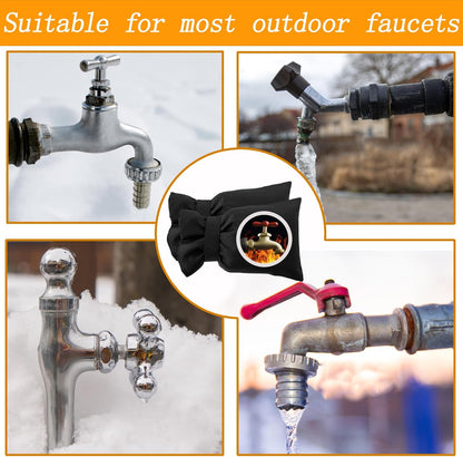 4 Pack Outdoor Faucet Covers for Winter Freeze Protection,5.5 x 7.9 Inch Reusable Waterproof Hose Bib Cover,Thickened Anti-Freeze Faucet Socks for Outdoor Garden,Black