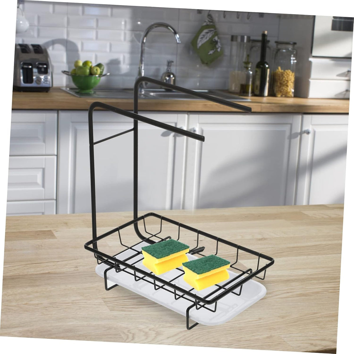 PRETYZOOM 1pc Kitchen Dual-Purpose Storage Rack Dishcloth Sponge Draining Rack Modern Design for Sponges Cleaning Soaps Wall-Mounted Kitchen Organizer