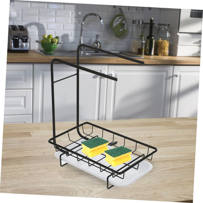 PRETYZOOM 1pc Kitchen Dual-Purpose Storage Rack Dishcloth Sponge Draining Rack Modern Design for Sponges Cleaning Soaps Wall-Mounted Kitchen Organizer