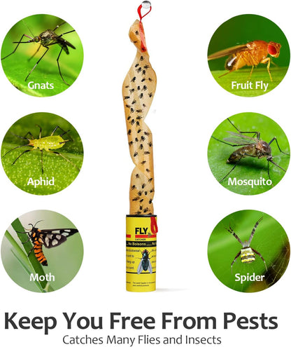 Fly Traps for Indoors Outdoor, Fly Paper Strips Sticky Hanging, Fruit Fly Strips,Fly Tape Catcher Ribbon, Fruit Fly Gnat Trap Killer Fly Traps for Inside Home(35 Pack)