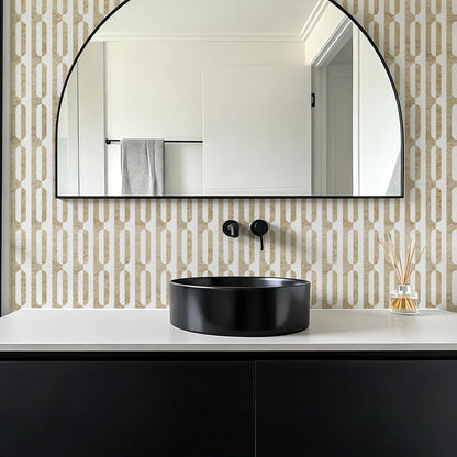 STICKGOO Peel and Stick Backsplash Tiles 12"x12", Waterproof Stick on Kitchen & Bathroom Backsplash, PVC Self Adhesive Wall Tiles for Fireplace, White/Marble Black (10 Sheets)