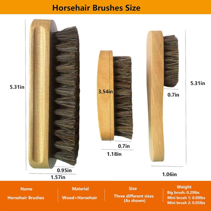 Horsehair Laundry Stain Brush 3 Pack Clothes Brush Shoes Soft Bristle Cleaning Brush Natural Wood Laundry Brush for Stains on Clothes Shoes Polishing Brush Shining Brushes