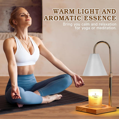 Candle Warmer Lamp Wood with Timer, Dimmable Electric Candle Lamp Warmer for Jar Candles, 2*35 Watt Bulb, Mothers Day Birthday Gifts for Women Men, Decorative Wooden Candle Lamp for Bedroom Home Decor