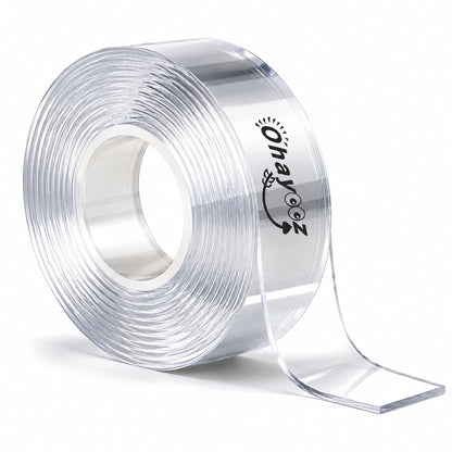 Ohayooz® Extra Strong Double Sided Tape Heavy Duty Removable 10FT, Clear Sticky Nano Adhesive Wall Tape for Hanging Picture, Poster, Carpet, Photo Deco
