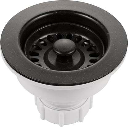 Houzer 190-9300 - 3-1/2 Inch Stainless Steel Deep Cup Kitchen Sink Basket Strainer, Durable Food Catcher Stopper for Metal Kitchen Sink, Ideal for Filtering Waste and Preventing Clogs
