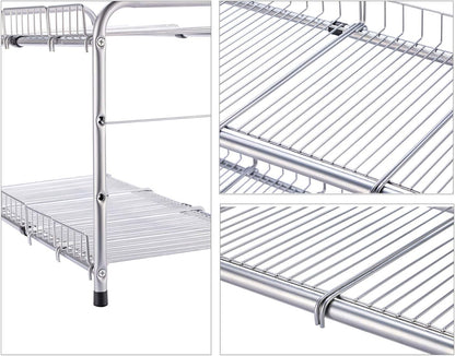 FlagShip 2 Tier Under Sink Organizers and Storage Rack Expandable Cabinet Shelf for Kitchen Bathroom Silver (17-25 inches)