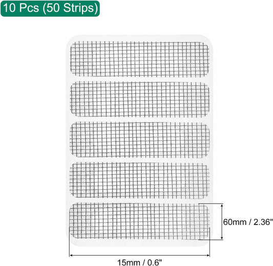 uxcell Window Screen Repair Kit, 10Pcs 50 Strips Gray Screen Repair Kit, Fiberglass Screen Tape Mesh Repair Adhesive Screen Patch Repair Kit, 2.36"x 0.6"(60mm x 15mm)