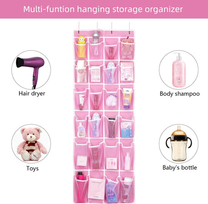SAVERHO Over the Door Shoe Organizer, Hanging Shoe Organizer with 24 Mesh Large Pockets Door Shoe Rack Organizer for Men Women Kids Hanging Shoe Storage Bag.(White