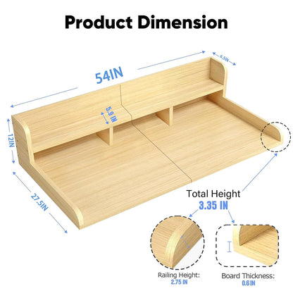 54" 2 Tier Washer Dryer Countertop with Storage Shelf, Waterproof MDF Laundry Room Organizer, Folding Station, Mechanically Joined Two-Panel Countertop (Walnut Brown)