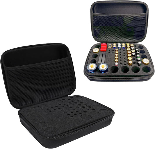 VBESTLIFE Hard Battery Organizer Storage Box, Carrying Case Bag Holder Holds 63 Batteries AA AAA C D 3V 9V, for Battery Tester and Accessories