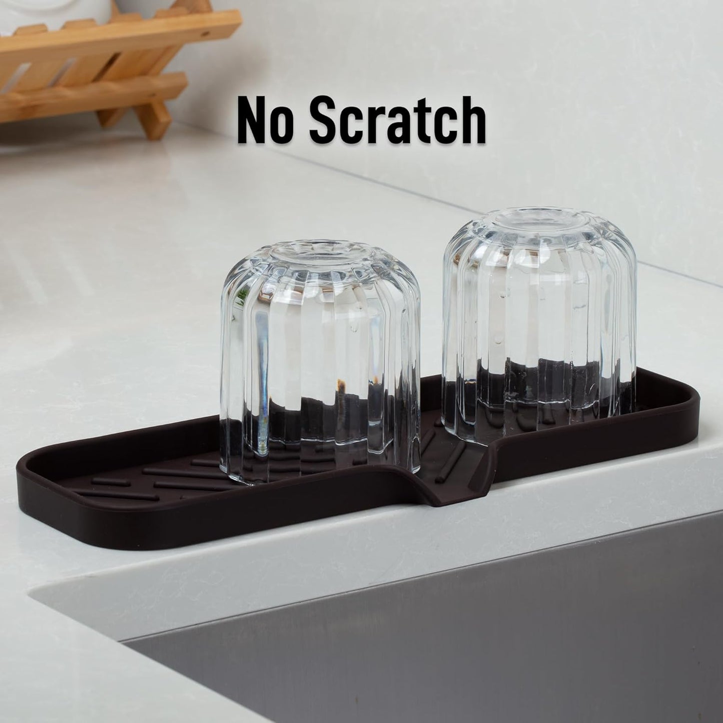 Zulay Kitchen (9x3.5in) Sponge Holder for Kitchen Sink - Flexible Heavy-Duty Multipurpose Sink Caddy - Counter Organizer for Kitchen, Bathroom, Makeup, Trinkets & More! (Grey)
