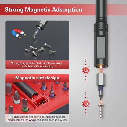 Bomivoi 42 in 1 Magnetic Screwdriver Set, DIY Ratchet Screwdriver Set, Multi Bit Magnetic Drive Set with Detachable Ratchet Handle, Portable Compact Repair Tool Kit for Furniture Computer Bicycle Blue