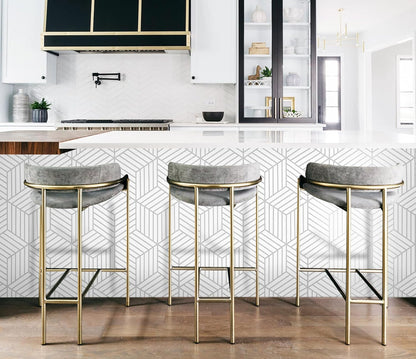 CiCiwind Wallpaper Peel and Stick Modern White and Gold Contact Paper Peel and Stick Geometric Removable Self Adhesive Wall Paper for Bedroom Renter Friendly Papel Tapiz para Pared 15.7"x118"